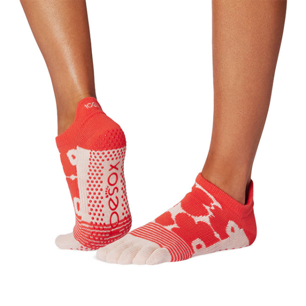 Ponožky na jógu nízké Hot Coral Floral