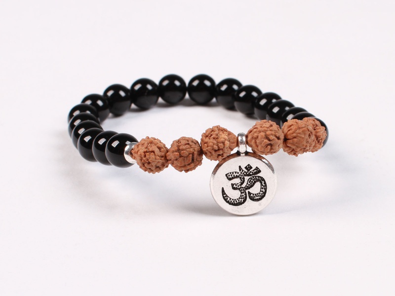 Náramek OHM onyx a rudrakša